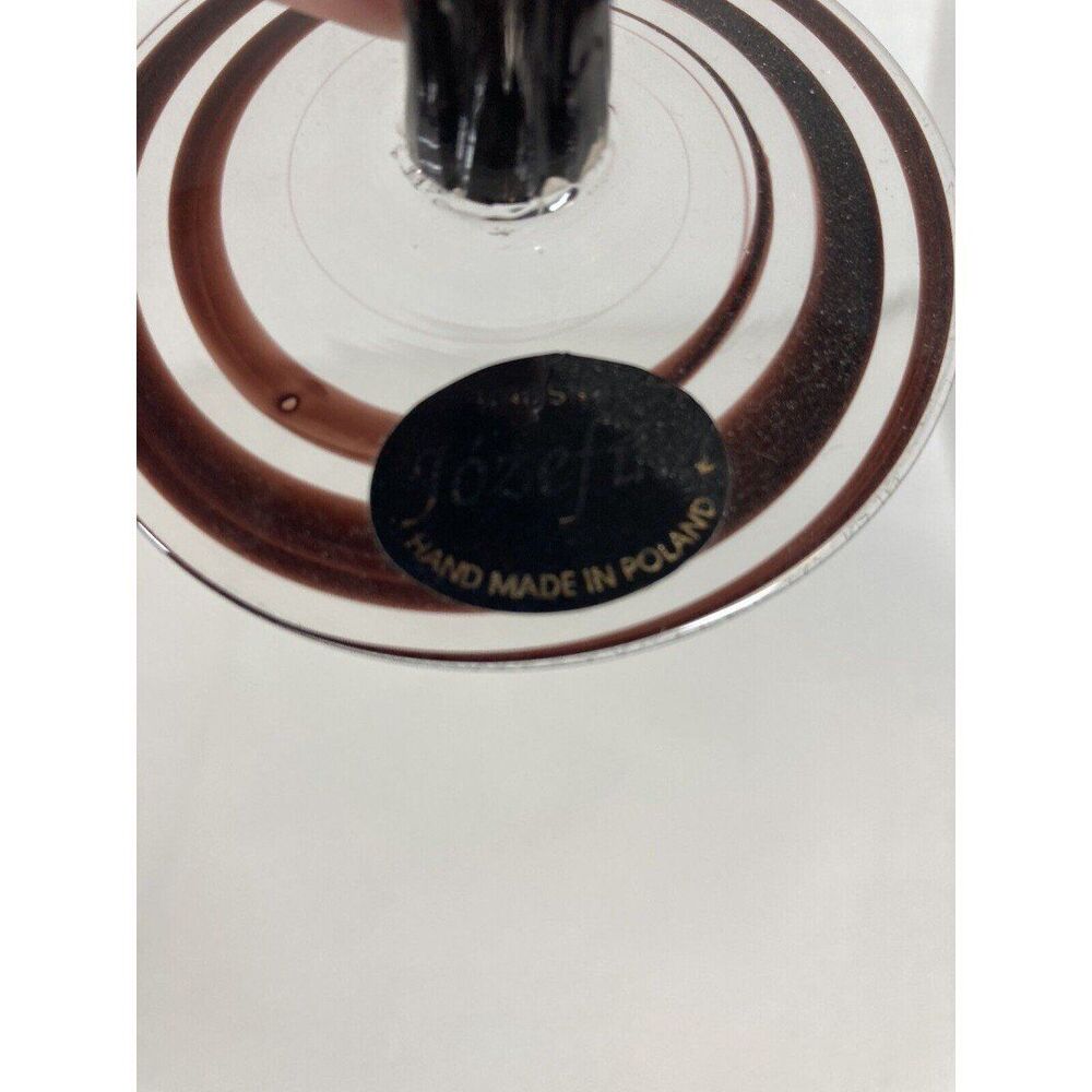 Jozefina Krosno Art Glass Black Swirl Stemmed Goblet Candle Holder Poland Vtg 9” - Picture 9 of 12